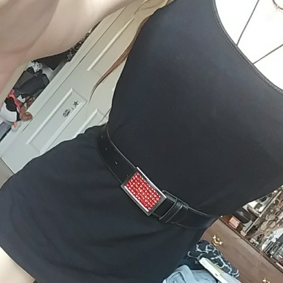 90s Belt With Red Rhinestones Buckle - Picture 4 of 4